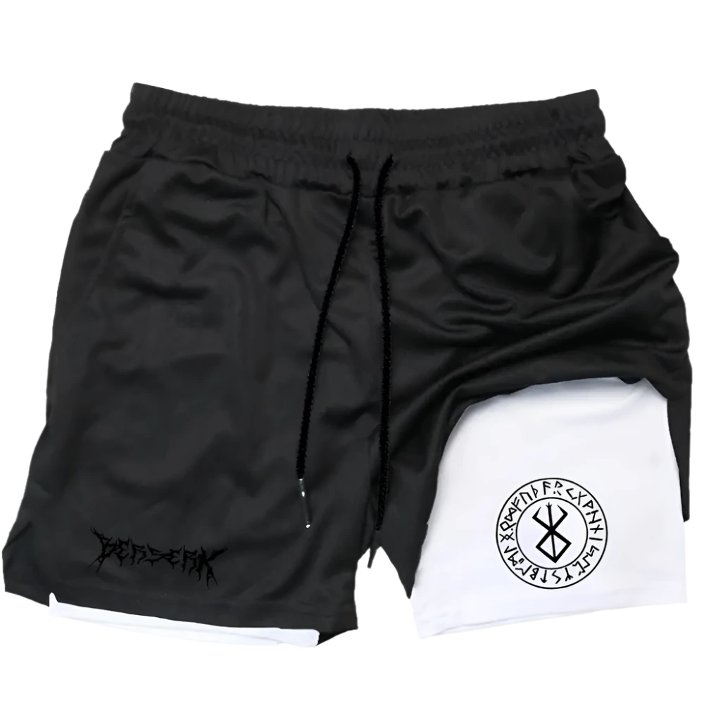 Berserk - Gym Shorts (Black+White print)