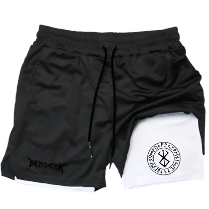 Berserk - Gym Shorts (Black+White print)