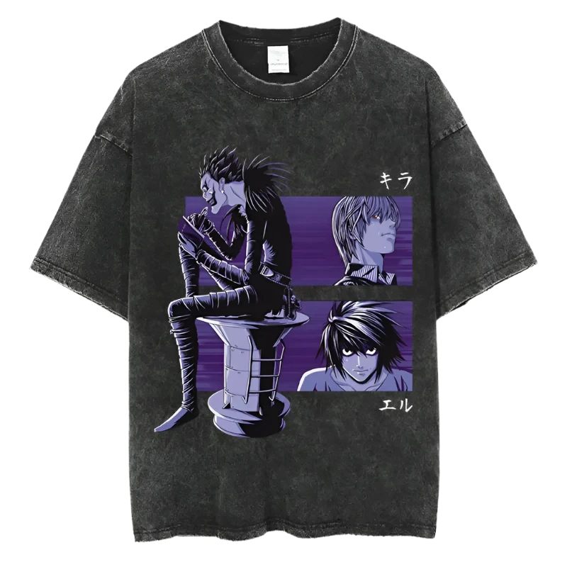 Death Note - Ryuk, Light and L Vintage Oversized T-shirt