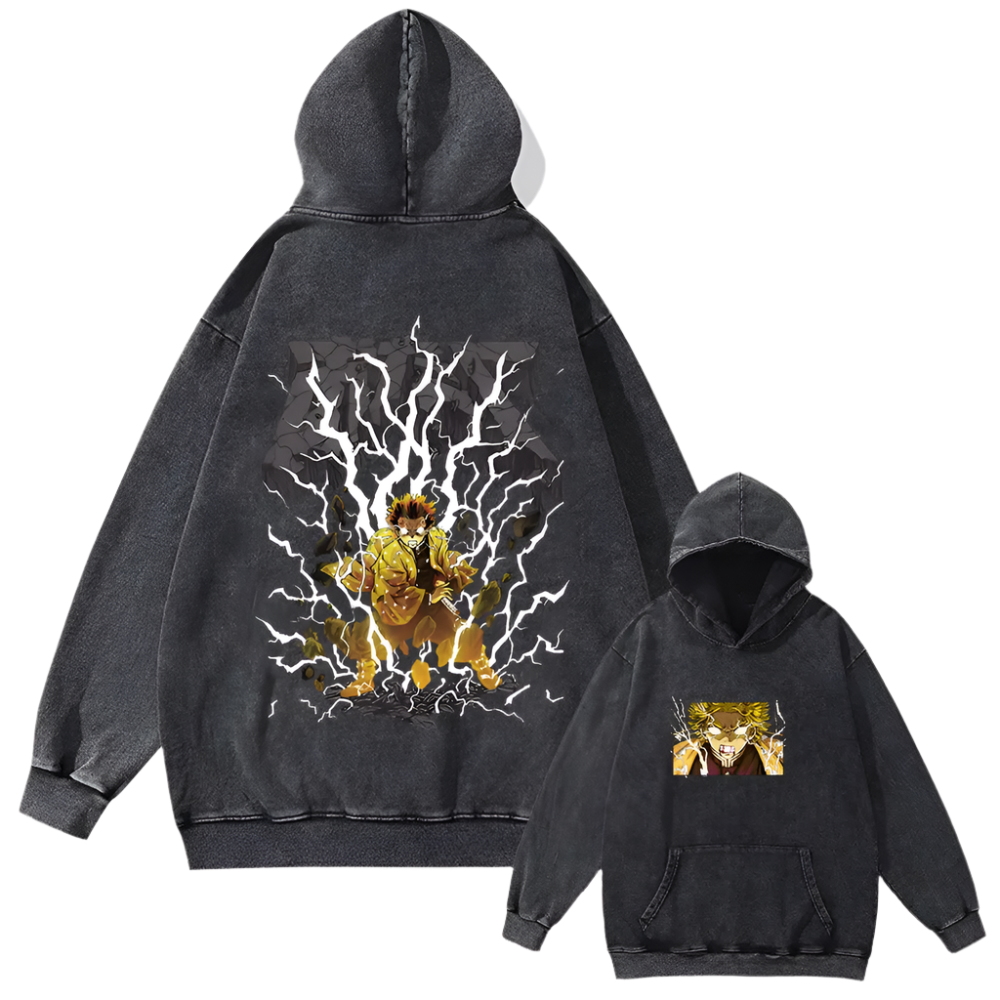 Demon Slayer - Zenitsu Agatsuma Lightning Vintage Hoodie