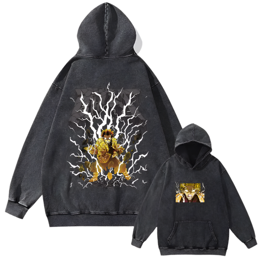 Demon Slayer - Zenitsu Agatsuma Lightning Vintage Hoodie