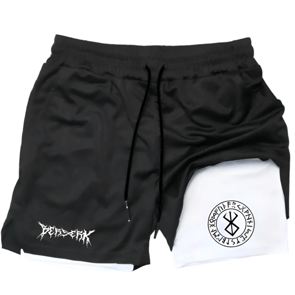 Berserk - Gym Shorts (Black+White print)