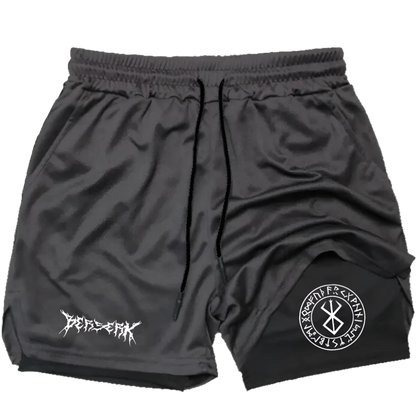 Berserk - Gym Shorts (Black+White print)