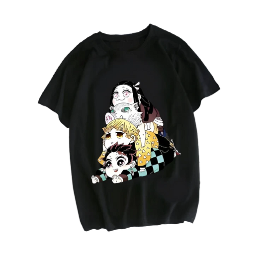 Demon Slayer Nezuko, Tanjiro, Zenitsu, Inosuke stacked ontop T-Shirt